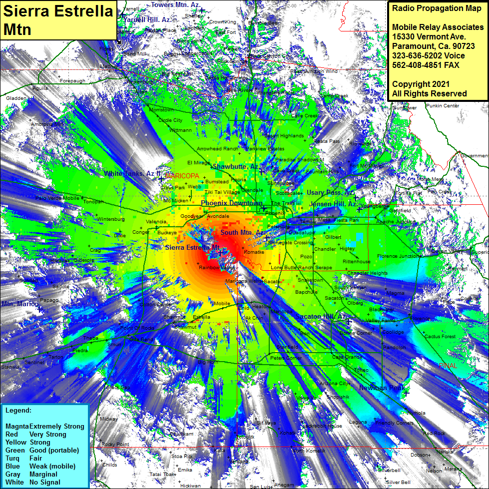 heat map radio coverage Sierra Estrella Mtn